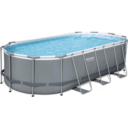 Compleet BESTWAY zwembad – Spinelle grijs – Ovaal frame zwembad 5x3m, inclusief filterpomp, reparatieset, cartridge,
